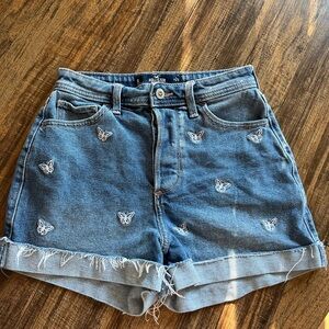 Hollister Women's Jean Shorts with Butterfly Embroidery
